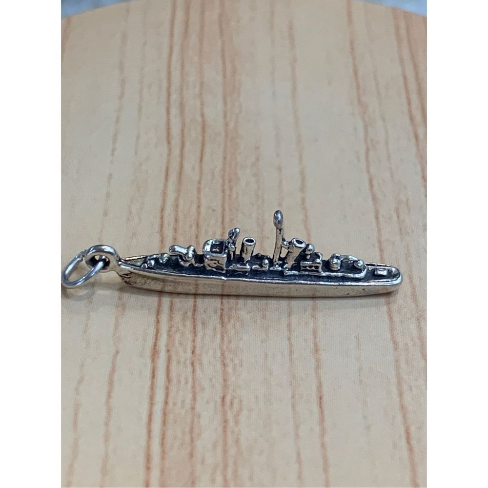 .925 Battleship Destroyer Sterling Silver Jewelry Charm